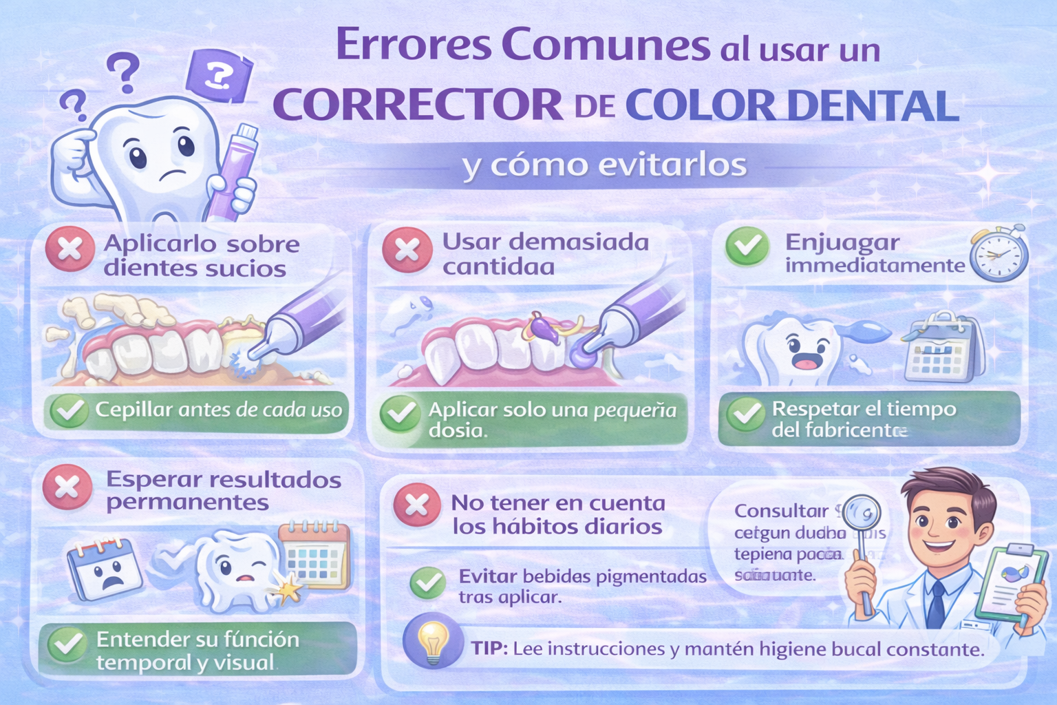 Errores comunes al usar un corrector de color dental y cómo evitarlos