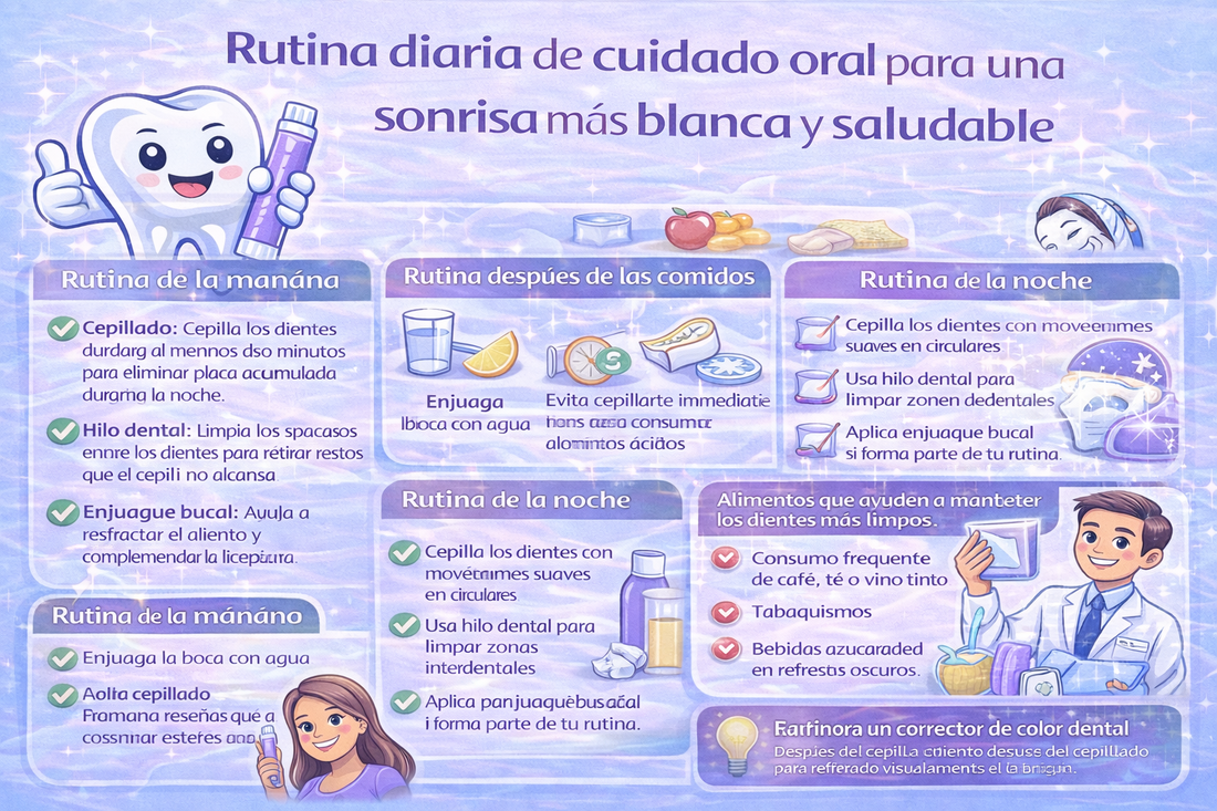 Rutina diaria de cuidado oral para una sonrisa más blanca y saludable