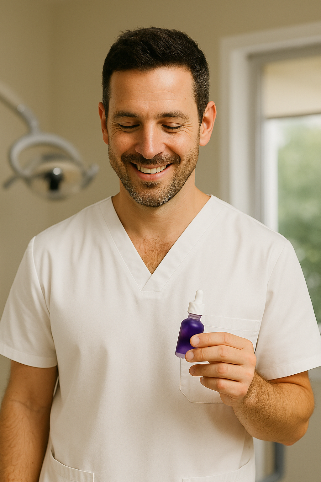 Higienista dental hablando de V34Glow™